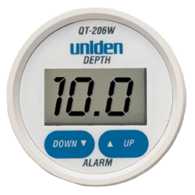 UNIDEN QT206 WHITE THRU HULL IN DASH DIGITAL DEPTH GAUGEuniden 