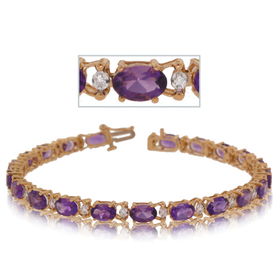 Tennis Bracelet Amethyst Diamond Accents in Yellow Goldtennis 