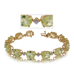 Lime Quartz Tennis Bracelet W/ Diamond 10K Gold Greenlime 