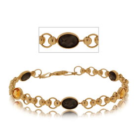 Black Onyx Bracelet W/ Citrine 14K Gold Bezel Bead Linkblack 