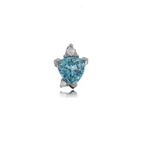 Blue Topaz Diamond Pendant 14K White Gold Trillion Cutblue 