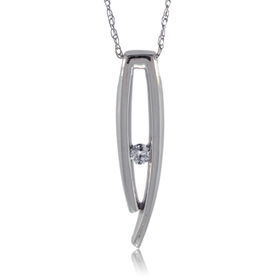 Diamond Pendant 10K White Gold Drop Solitaire Ladiesdiamond 