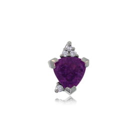 Purple Amethyst Pendant W/ Diamond 14K White Gold Newpurple 