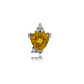 Citrine Pendant W/ Diamond 14K White Gold New Trillioncitrine 