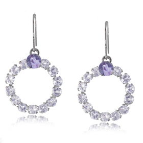 Tanzanite Dangle Earrings 10K White Gold Circle of Lifetanzanite 