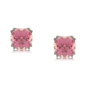 Pink Topaz Stud Earrings 14K White Gold Ladies or Girlspink 