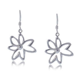 Flower Dangle Earrings Sterling Silver Ladies New Hooksflower 