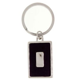 Engravable Key Ring for Gents Rhodium W/ Black Accentsengravable 