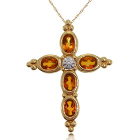 Twilight Mystic Topaz Cross Pendant W/ Diamond 10K Goldtwilight 