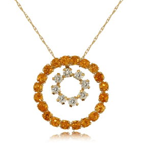 Citrine Circle of Life Pendant W/ Topaz 10K Gold Ladiescitrine 