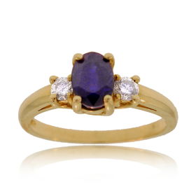 Blue Sapphire Ring 14K Yellow Gold W/ Diamond Ovalblue 