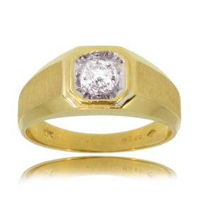 Gents Diamond Wedding Ring 10K Gold Solitaire Bandgents 