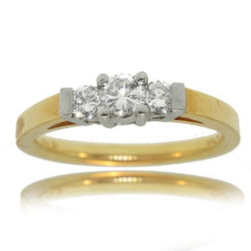 3 Stone Diamond Anniversary Ring 18K Two-Tone .50ctwstone 