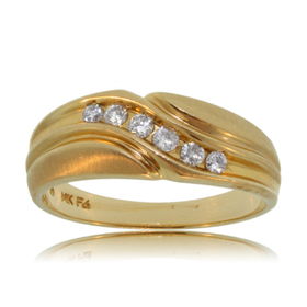 Mens Diamond Wedding Ring 14K Yellow Gold Channel Setmens 