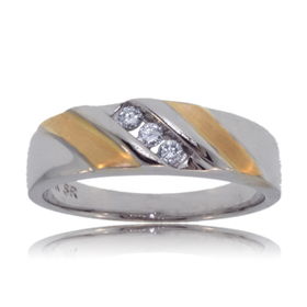 Gents Wedding Ring Past Present Future Diamond 14K Bandgents 