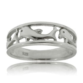 Dolphin Ring Sterling Silver Dolphin Circle Ladies Banddolphin 