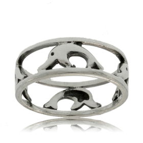 Dolphin Ring Sterling Silver Good Luck Jumping Dolphinsdolphin 