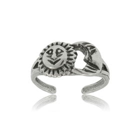 Ladies Adjustable Sterling Silver Moon & Sun Toe Ringladies 