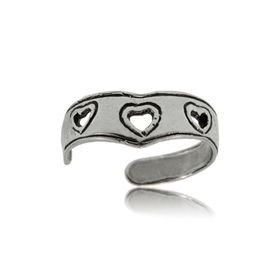 Heart Toe Ring Sterling Silver Ladies Adjustable Bandheart 