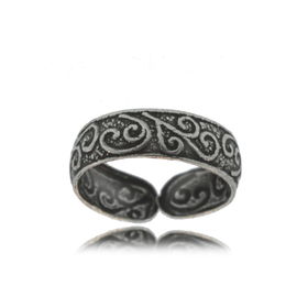 Silver Toe Ring Antiqued Solid Filigree Ladies Band Newsilver 