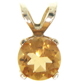 Citrine Pendant 14K Gold Round Brilliant Yellow Stonecitrine 