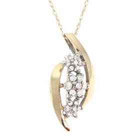 Waterfall Diamond Pendant 10KGold Ladies Cluster Newwaterfall 