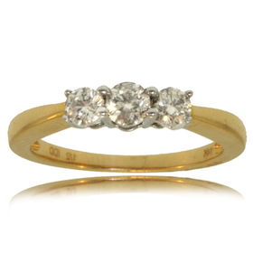 3 Stone Diamond Ring 14K 2 Tone Gold Ladies Weddingstone 