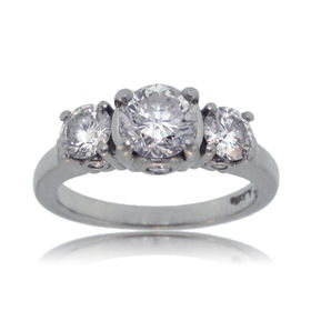 Diamond 3 Stone Ring Platinum Ladies Anniversary Banddiamond 