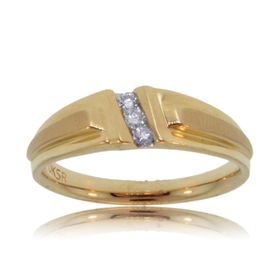 Mens Diamond Ring in 10K Yellow Gold - 3-Stone Bandmens 