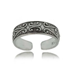 Toe Ring Antiqued Sterling Silver Band - Filigree Styletoe 