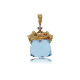 Blue Topaz Shirt Pendant W/ Hanger 10K Gold Ladiesblue 